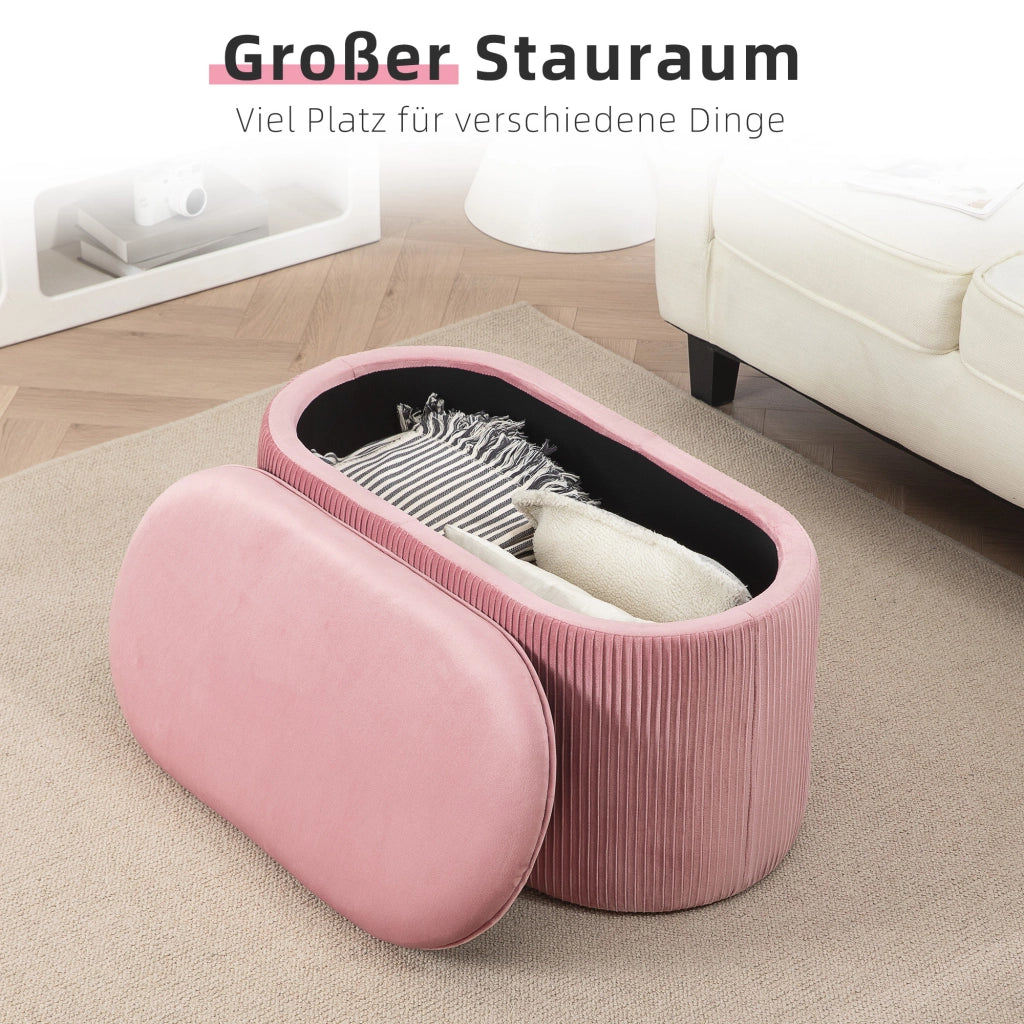 Divano con cassetti ¨C zephmum ¨C velluto rosa antico, 81x40x41 cm