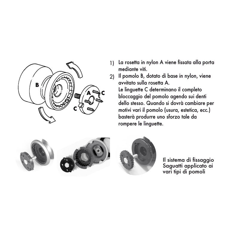 Pomolo fisso per porta SAGUATTI 875/50SB in alluminio verde lucido
