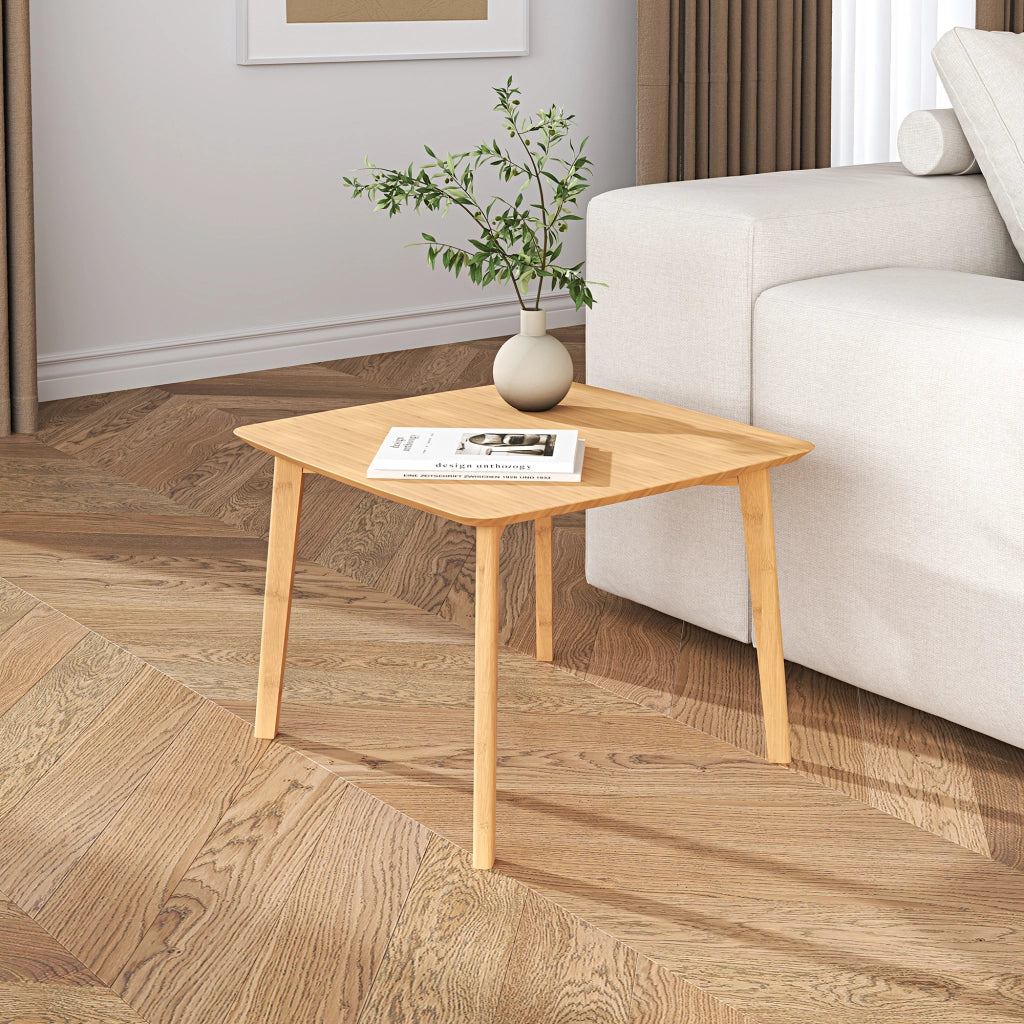 Tavolino Haad in Bambù con Piano Quadrato 45x50x50 cm Naturale [en.casa]