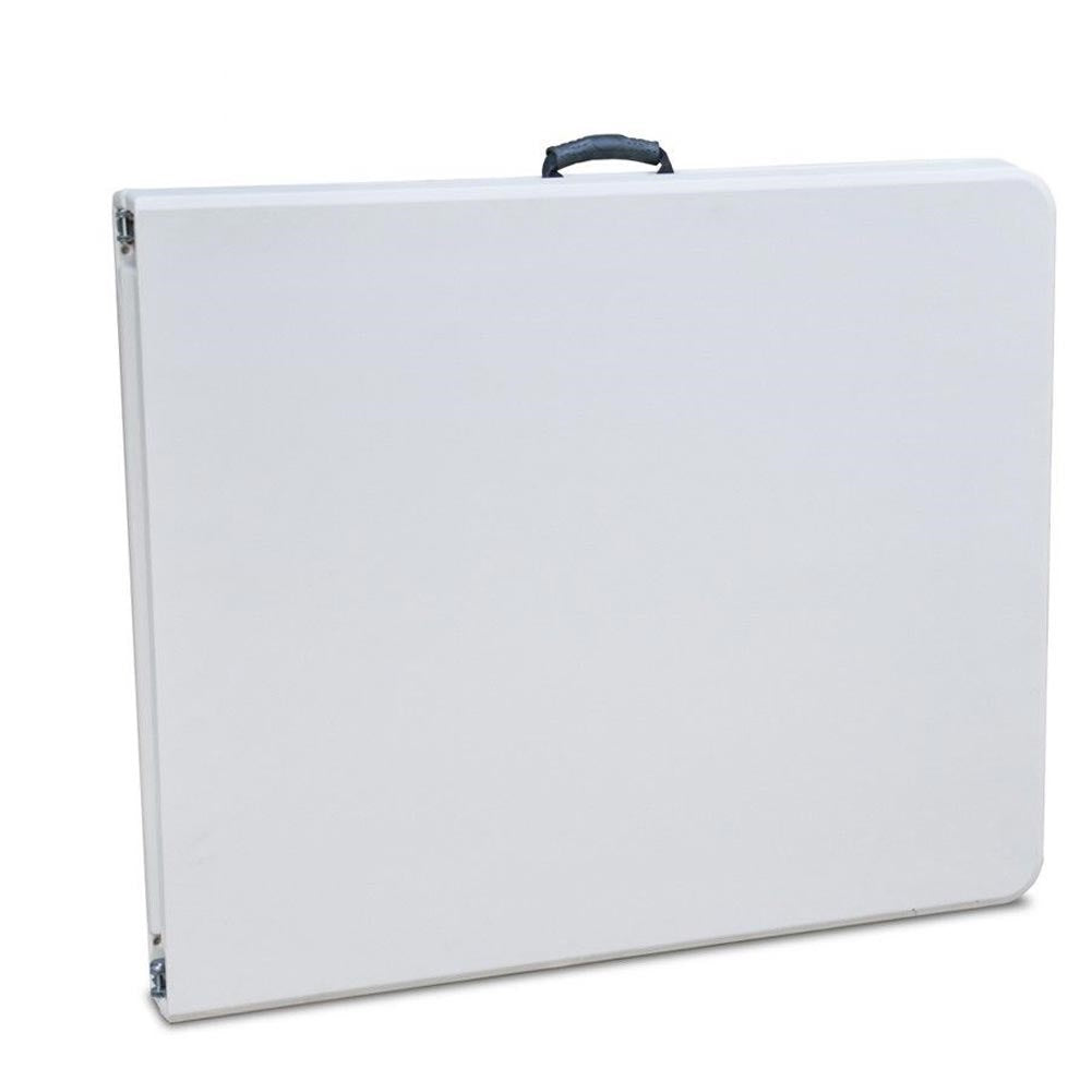Tavolo Pieghevole in Resina HDPE 183x76 H74cm Richiudibile Salvaspazio Bianco