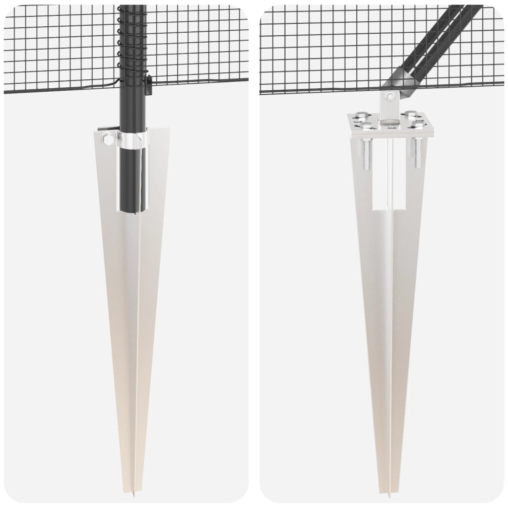 Set di Paletti per Recinzione Set di 2 Grigio Metallo e plastica