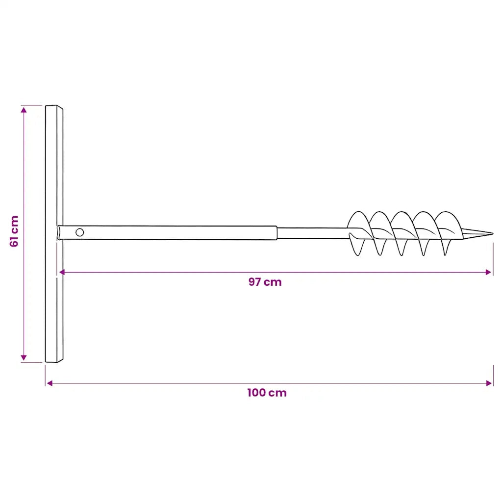 Trapano da Terra Maniglia Auger 100 mm Tre Spirali Acciaio Nero 141024