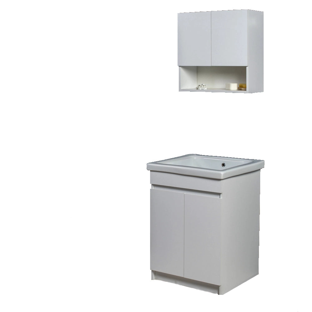 Mobile Lavatoio in Ceramica 2 Ante e Strofinatoio Integrato 60x50x86A cm Grigio Cemento
