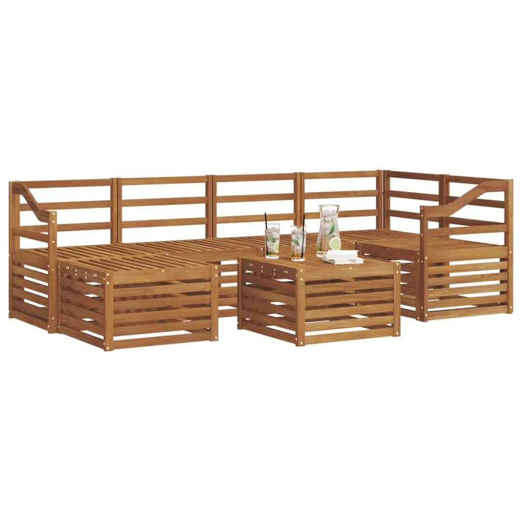 Set divano sezionale 7 pcs Naturale Legno di Acacia Massello