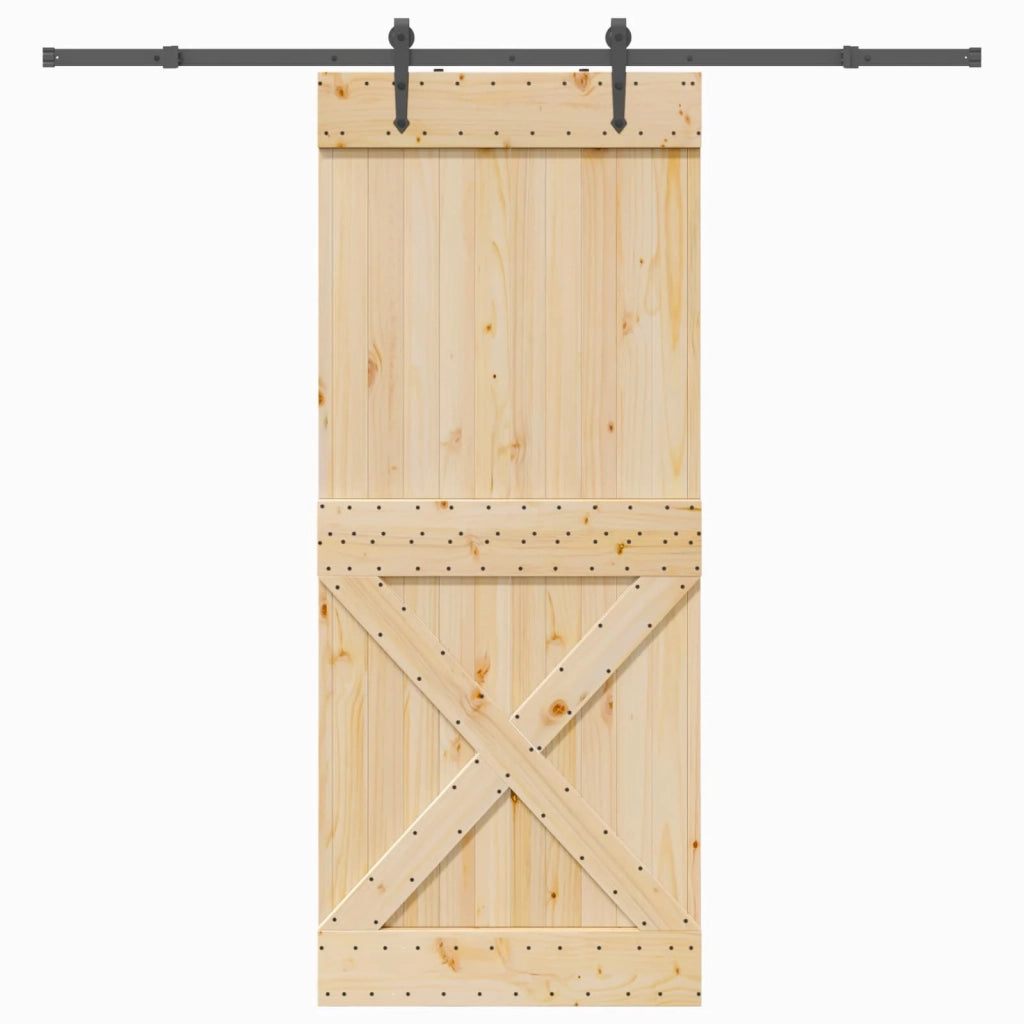 Porta scorrevole NARVIK Naturale e Nero 95 x 210 cm (213,5 cm)