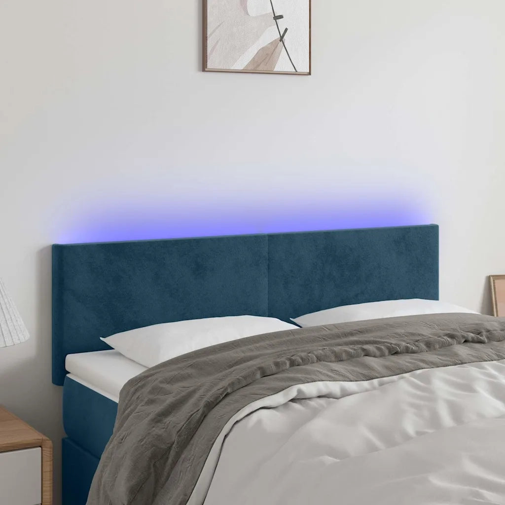 Testiera a LED-Testata con LED Blu Scuro 144x5x78/88 cm in Velluto 901560