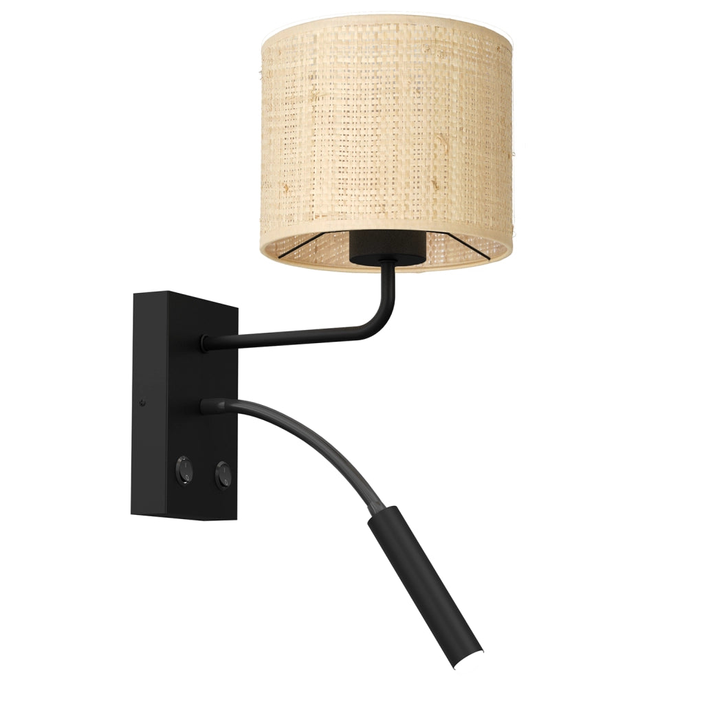 Applique nero crema rattan doppia lettura E27+G9 Luminex