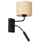 Applique nero crema rattan doppia lettura E27+G9 Luminex