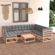 Set Salotto Giardino 8 pz Cuscini Antracite Legno Massello Pino 3076759