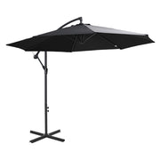 Parasole a sbalzo con manovella telaio in acciaio tessuto poliestere nero dimensioni 3x2.5 m