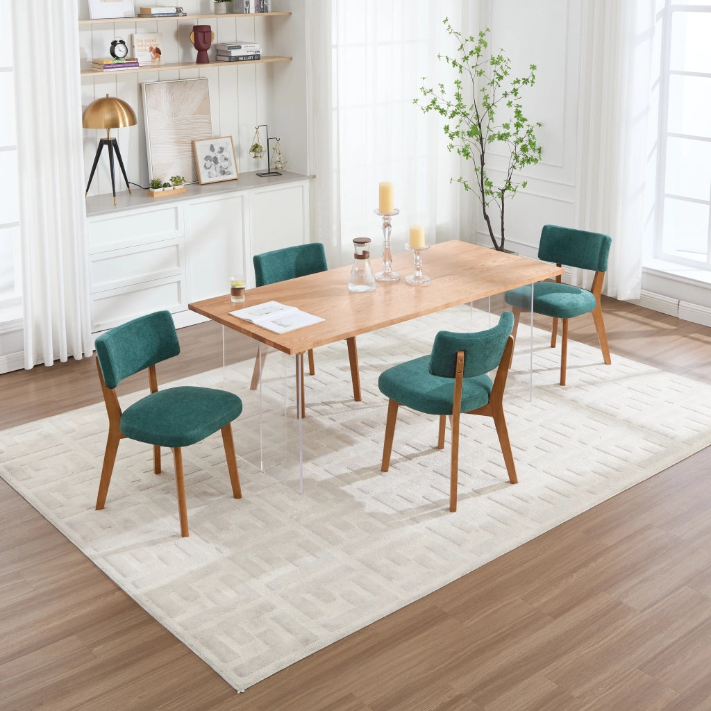 Sedia da pranzo imbottita ergonomica con schienale e gambe in legno facile da pulire per casa e ufficio verde