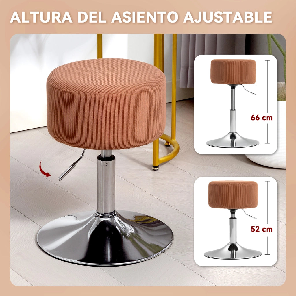 Sgabello Regolabile in Altezza 52-66 cm con Rivestimento in Velluto ¨C zephmum ¨C Marrone