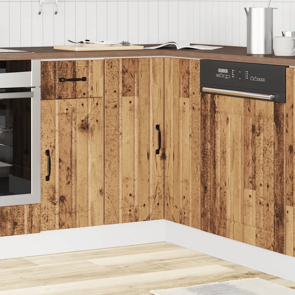 Mobile Base ad Angolo Cucina-Base ad Angolo Cucina Lucca Legno Antico in Truciolato