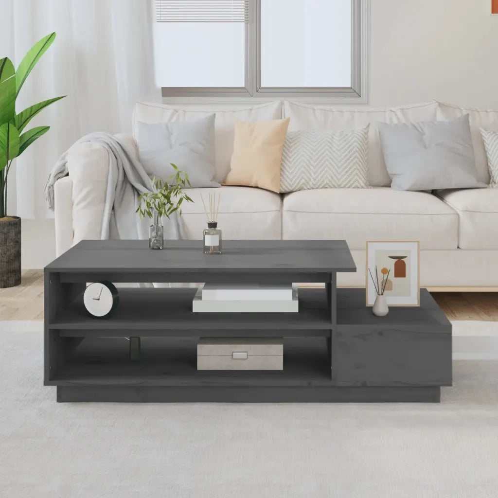 Tavolino da salotto | Tavolino da caff¨¨ | Tavolino da Soggiorno Grigio 120x50x40,5cm Legno Massello di Pino