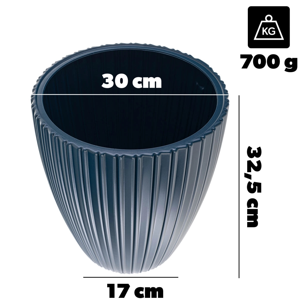 Vaso da fiori KADAX 30 cm, coperchio, inserto, vaso da fiori in plastica blu
