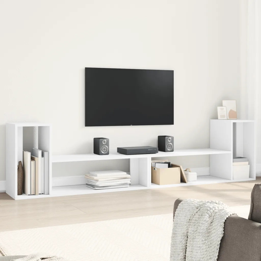 Mobili TV a Parete 2pz Bianchi 100x30x50cm in Legno Multistrato 840793