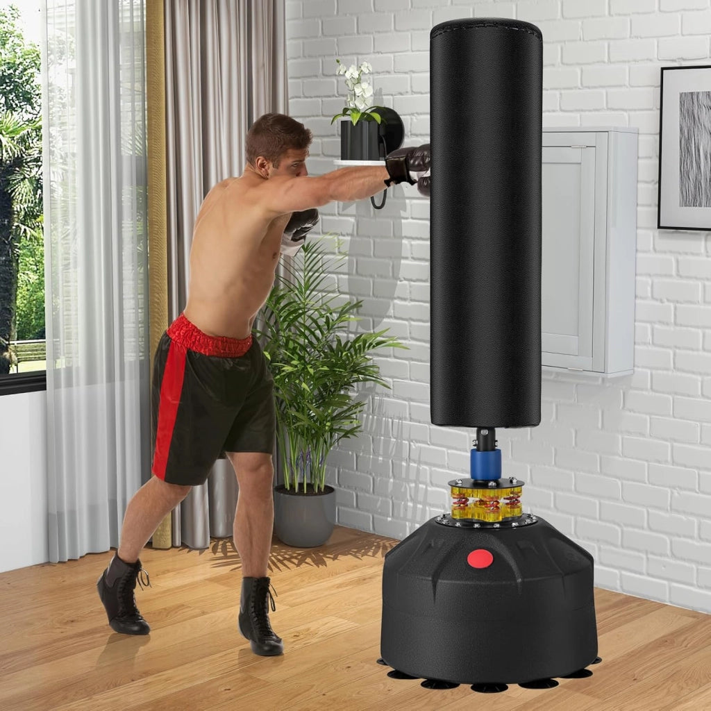 Sacco da Boxe 173 cm, Pesante con Supporto, Set di Sacchi da Boxe, con Base a Ventosa e Guanti da Boxe, Sacco da Sabbia per Adulti
