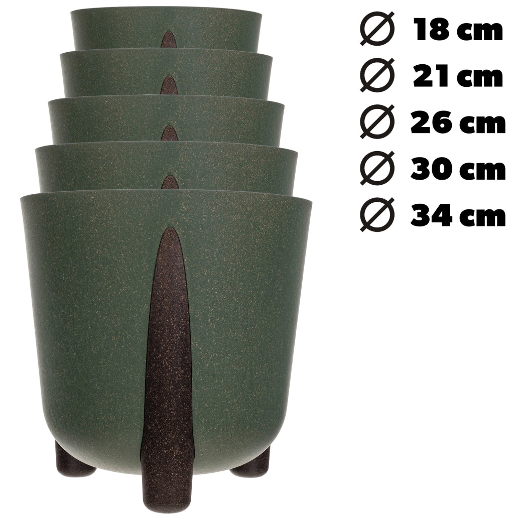 Vaso da fiori KADAX, coprivaso, con gambe, con inserto, moderno, verde, 34 cm