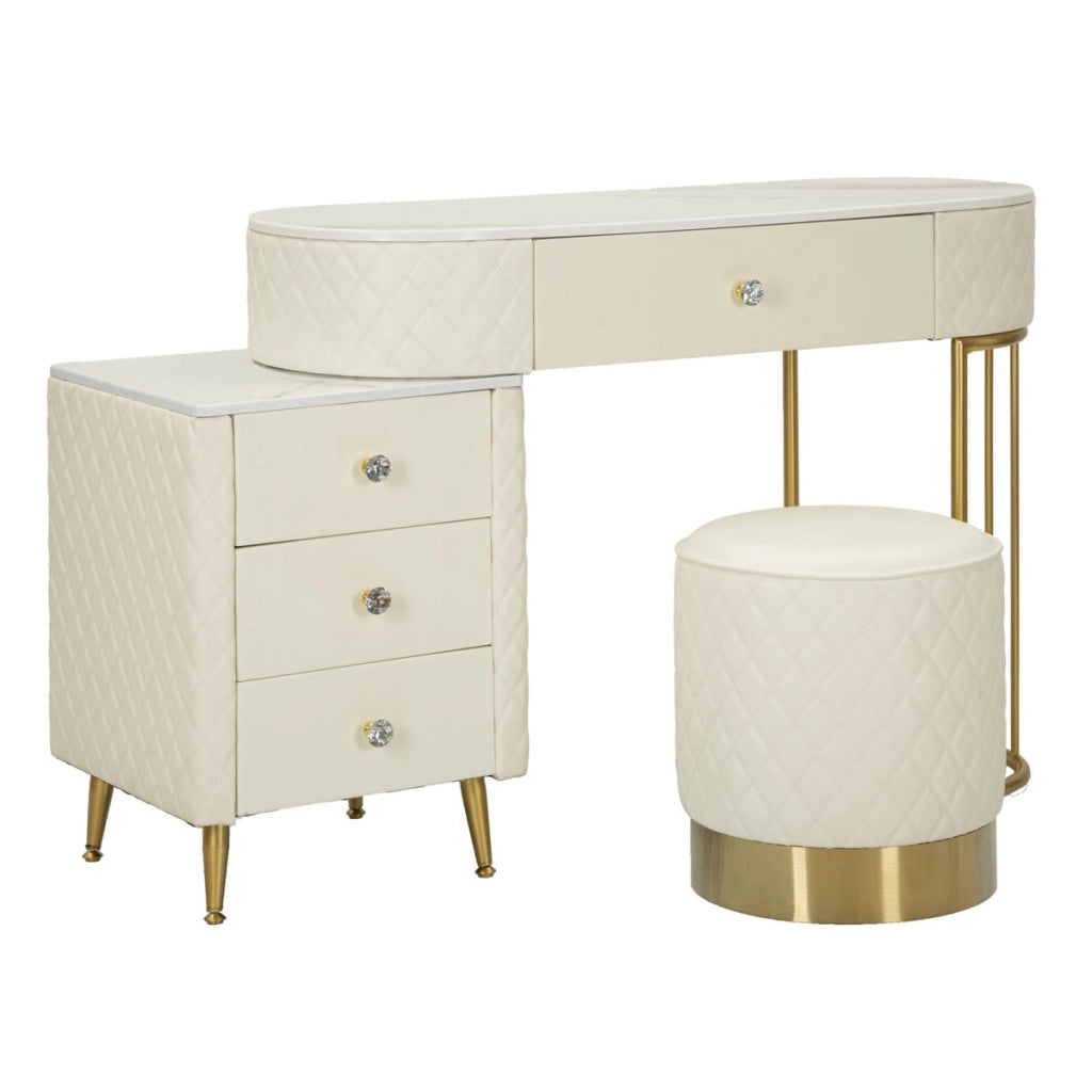 Consolle Trucco VKH21, Bianco, Legno, 120x40x75 cm
