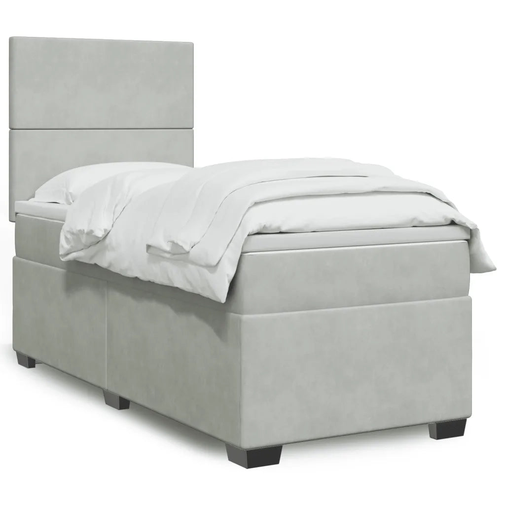 Giroletto a Molle con Materasso Grigio Chiaro 100x200cm Velluto