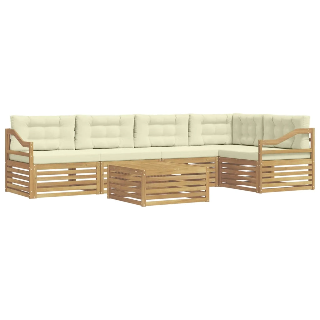 Set di divani da esterno 6 pcs Bianco e Crema Poliestere 3390540