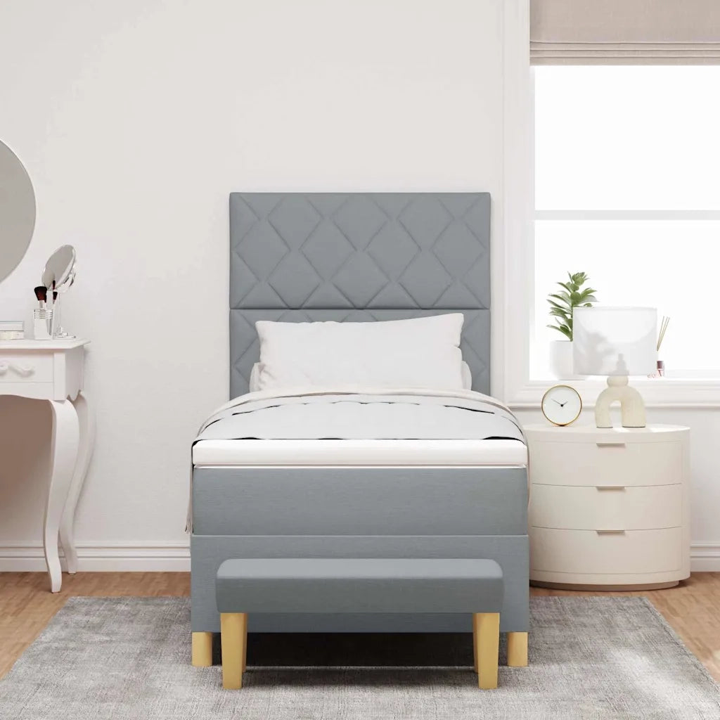 Letto a molle con materasso Grigio chiaro 90 x 200 cm Tessuto 3344345
