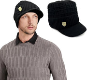 Cappello di lana per uomo con imbottitura di fleece, visiera e protezione per gli occhi, per il tempo freddo - colore grigio