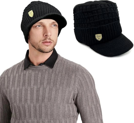 Cappello di lana per uomo con imbottitura di fleece, visiera e protezione per gli occhi, per il tempo freddo - colore grigio