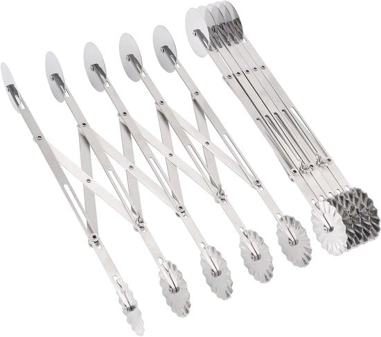 Dough Cutter in Acciaio Inossidabile - Doppia Lama - Strumento da Cucina Multifunzionale - Torta di Pizza Wafel Biscotti - 10 Ruote - Realizzato con Materiale di Alta Qualità