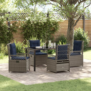 Set da Pranzo da Giardino in 5 Pezzi Grigio Rattan Polietilene