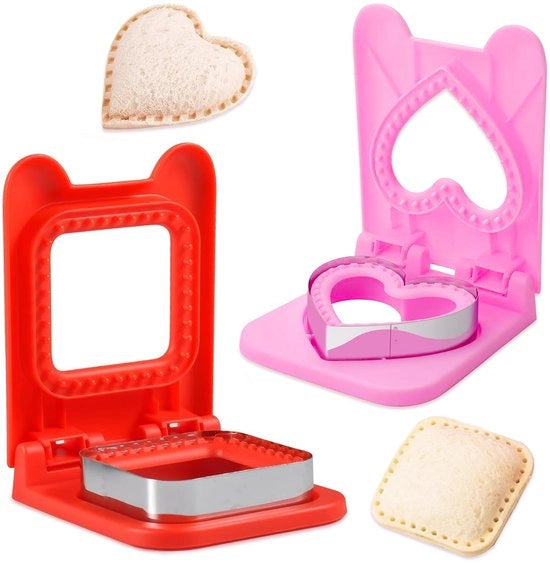 Due forme per panini per bambini, due forme per biscotti per bambini, due forme per panini per bambini, rotonde, a cuore, per scatole di pranzo per bambini e bento, per bambini, ragazzi, ragazze, regalo per la madre del giorno della madre