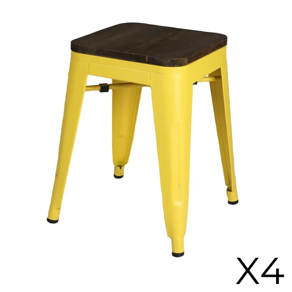 Set di 4 sgabelli in stile industriale in metallo, colore giallo - Collezione FACTORY.