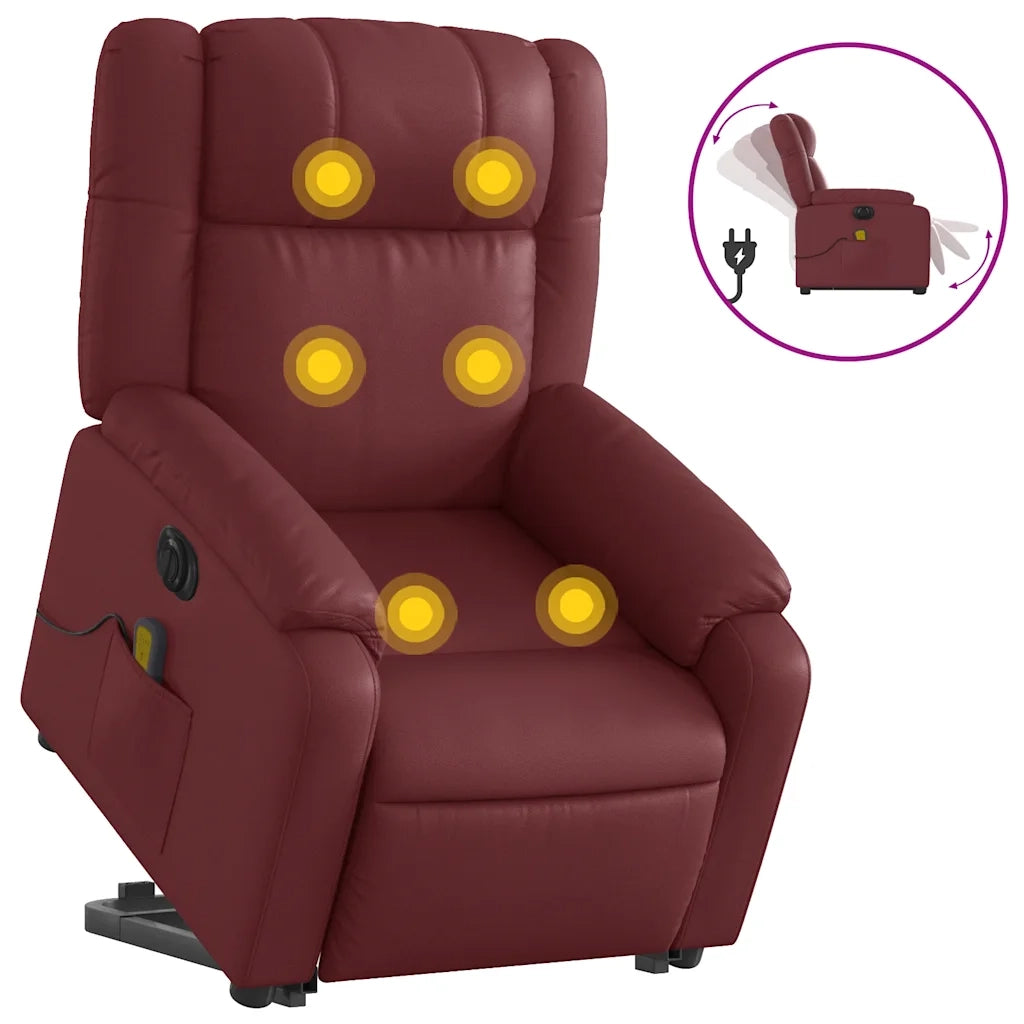 Poltrona Alzapersona Reclinabile Rosso Vino in Similpellecod mxl 109121