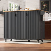 Isola da cucina 130x45(75)x92 cm pieghevole con ruote in MDF nero
