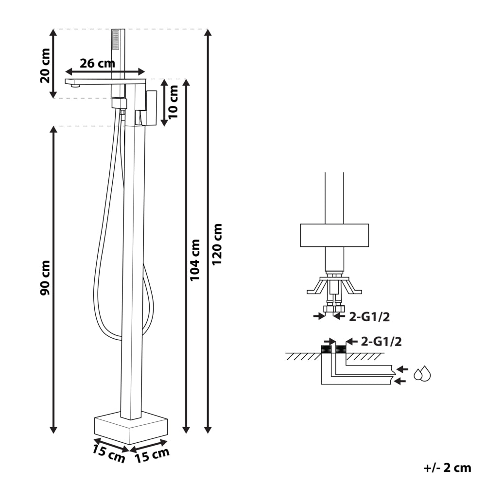 Miscelatore vasca da bagno freestanding Kit doccia rubinetto Nero montato a pavimento