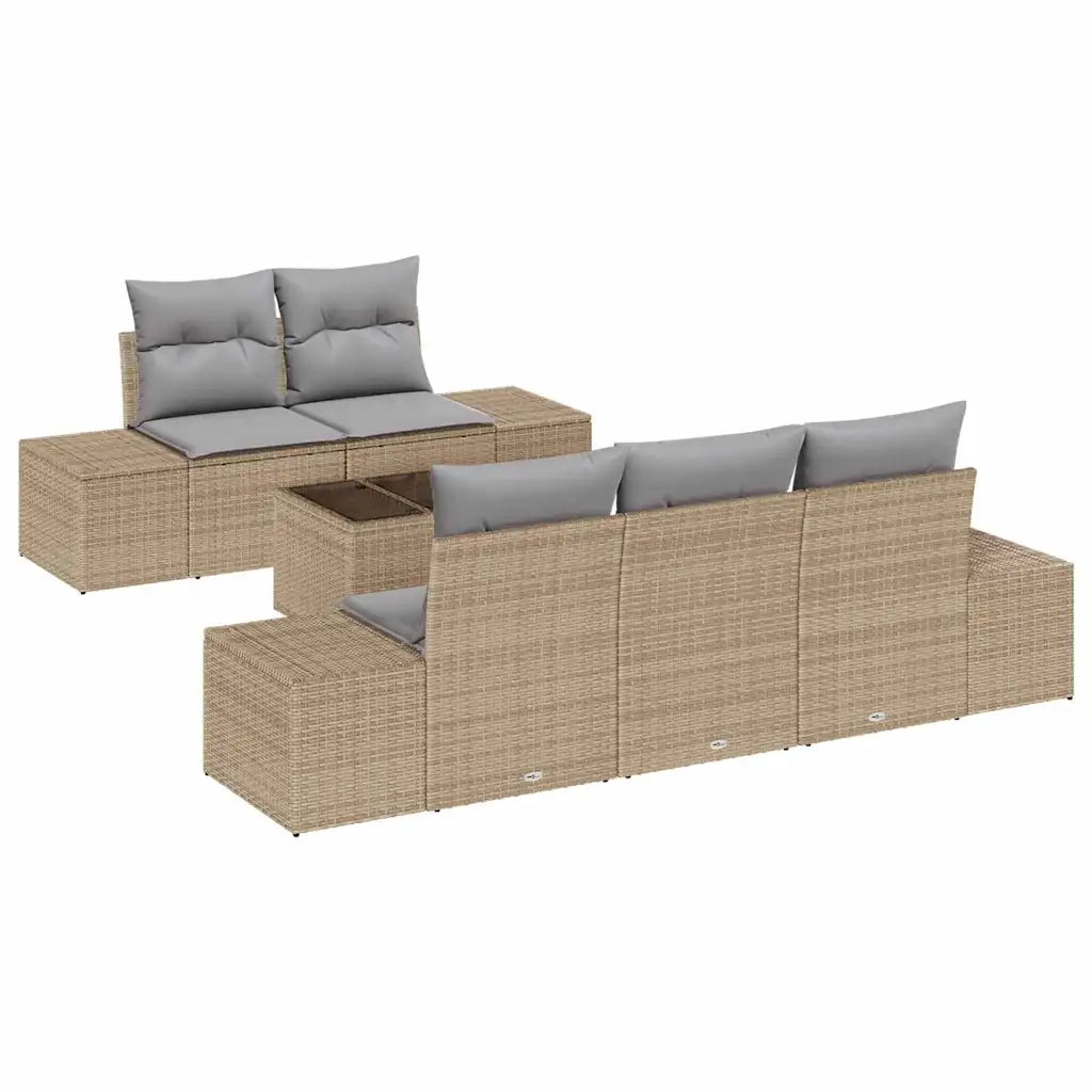 Set Divano da Giardino con cuscino Beige polyrattan