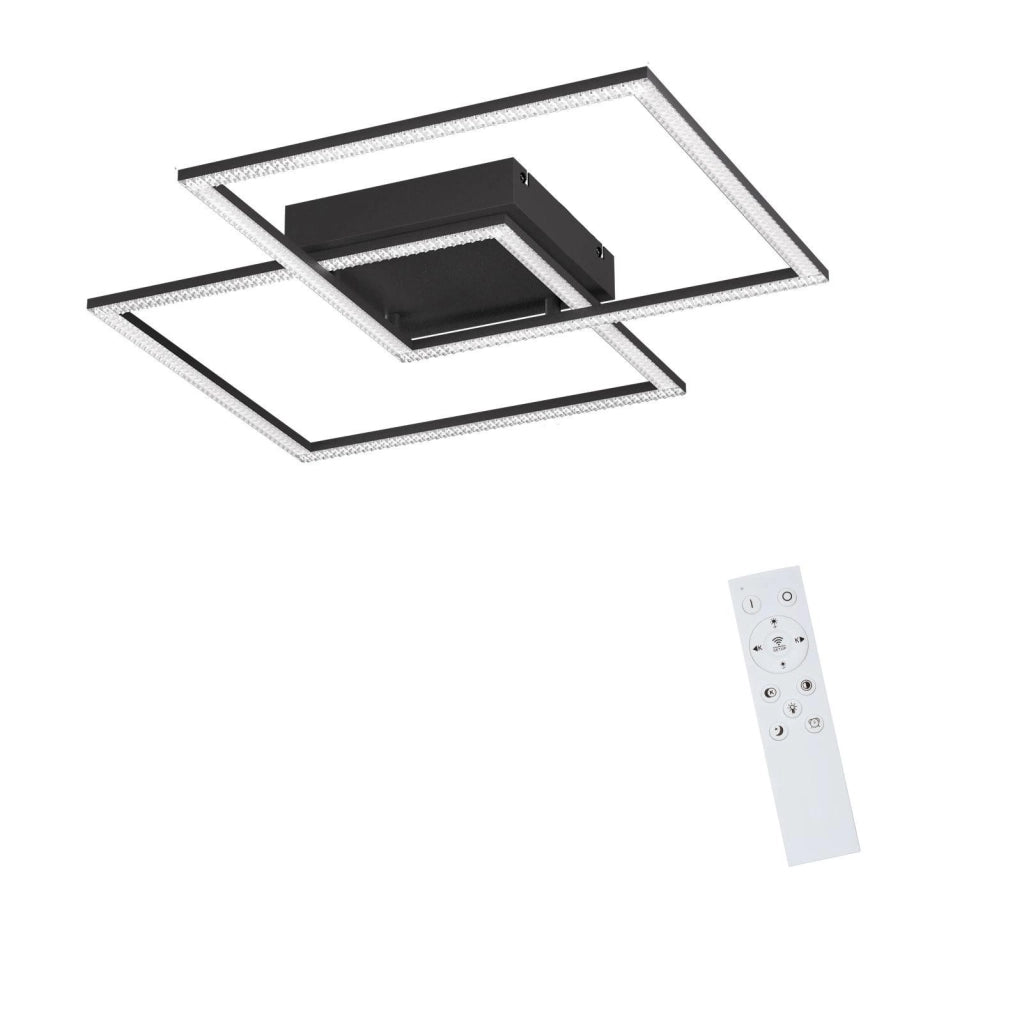 ZMH Lampada da soffitto moderna a LED in cristallo quadrato 2 luci dimmerabili con telecomando 52 W