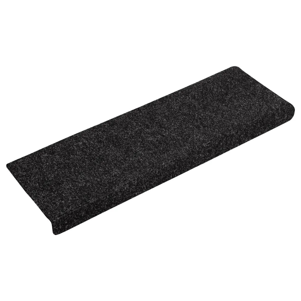 Tappetini per scale autoadesivi 15 pz 65x21x4 cm neri bordo rettangolare 134563