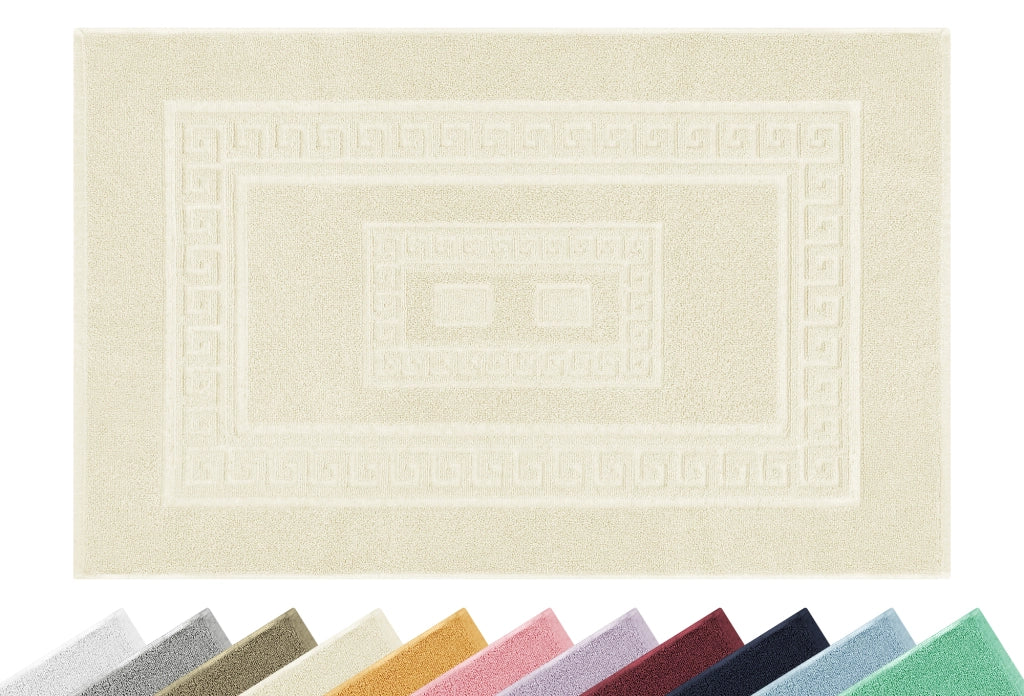 Tappeto Bagno Assorbente In Spugna Varie Misure Da Scendidoccia A Tappeto Grande Lavorazione Jacquard Tinta Unita Ricamo Cornice Lavabile Lavatrice Crema - TappetoBagno60x90