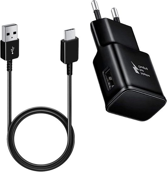 Cavo di ricarica USB-C 1 m per Samsung Galaxy S23 S22 S21 S20 S10 S10+ S9 S9+ S8 Note 8 9 10 - alimentatore di ricarica USB-C con funzione di ricarica rapida, 15W, robusto e affidabile.