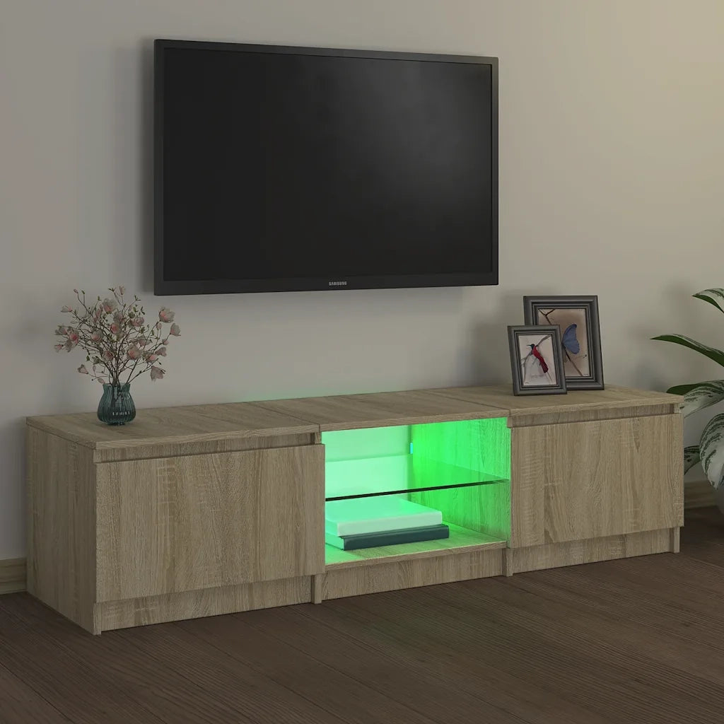 Mobile Porta TV con Luci LED-Credenza TV Rovere Sonoma 140x40x36 cm