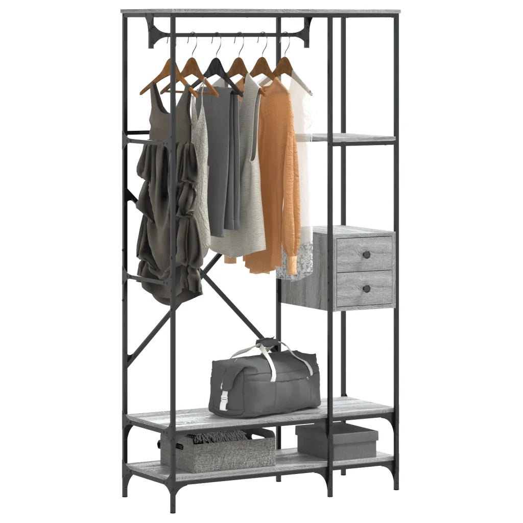 Appendiabiti con Scaffali Grigio Sonoma in Legno Multistrato CFW8133669