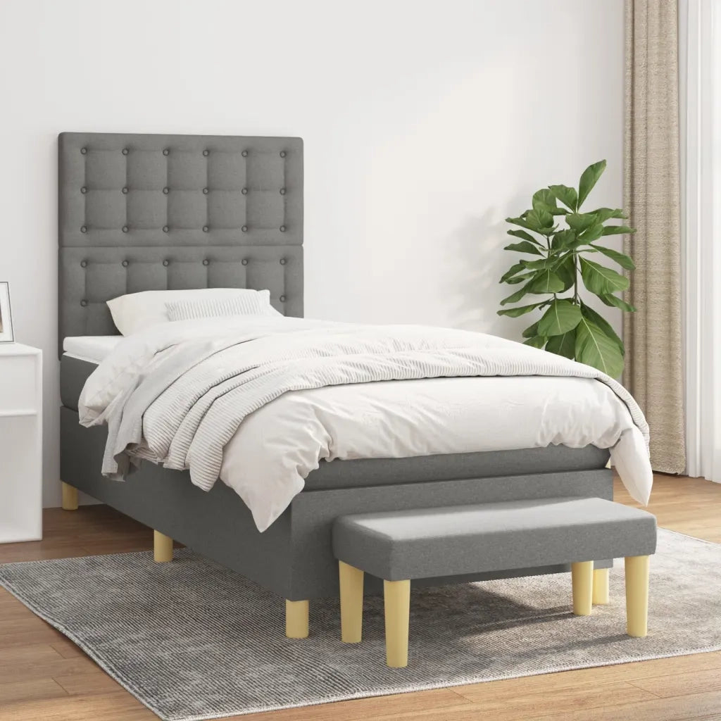 Giroletto a Molle con Materasso Grigio Scuro 80x200 cm Tessuto 3137430