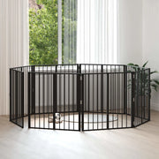 Cancello per cani 8 pcs Nero 80 x 80 cm Acciaio zincato