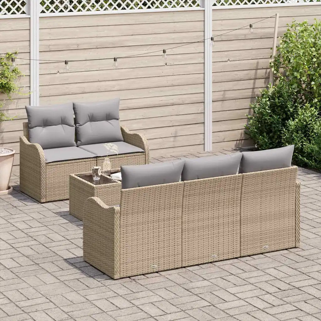 Set Divano da Giardino con cuscino 6 pcs Beige e grigio 3354249