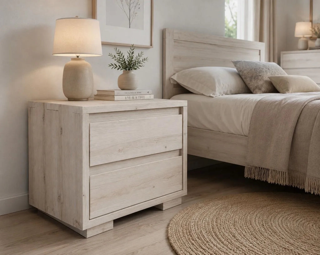 Comodino 2 cassetti legno massello grezzo 55x38x46 (3214) - Mobili 2G
