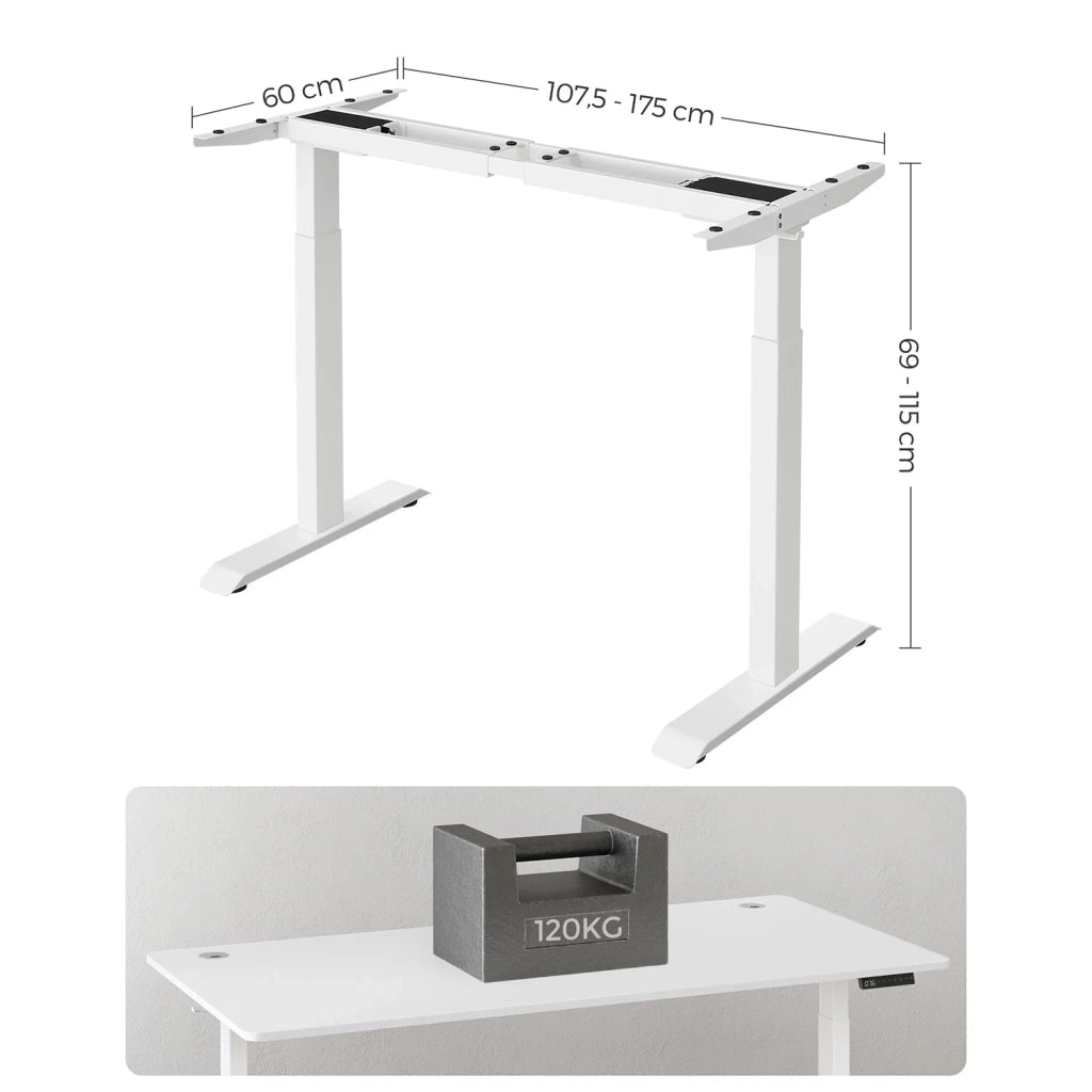 Telaio per scrivania elettrico gambe per scrivania sit-stand senza piano del tavolo con gancio regolabile in altezza in continuo funzione memory acciaio bianco 12_0004701