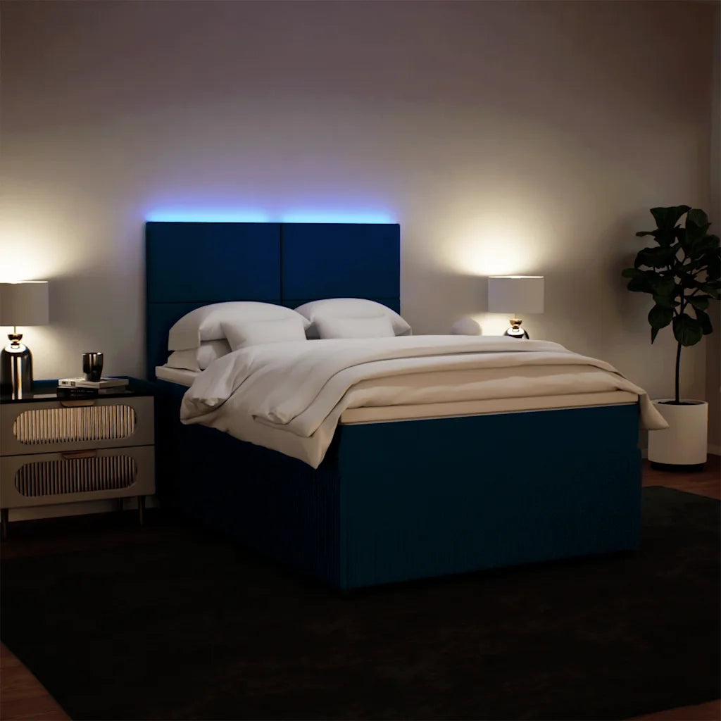 Giroletto a Molle con Materasso Blu 140x190 cm in Velluto