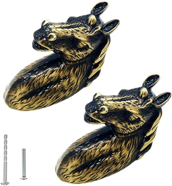Bronze Paese Cavallo Testa Chiavi - Maniglie Retro per Cassetta - 2 Pezzi