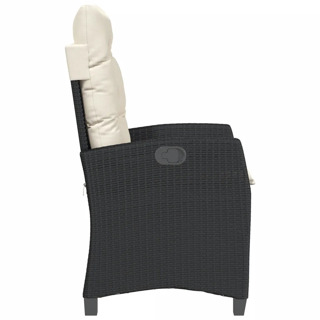 Sedia Reclinabile da Giardino con Cuscini Nera in Polyrattan 365208